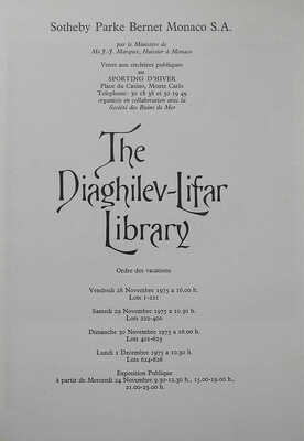[Библиотека Дягилева-Лифаря. Каталог аукциона Sotheby] The Diaghilev-Lifar Library. London, [1975].